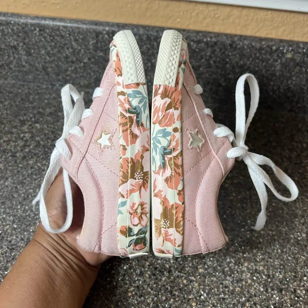 Converse One Star Pink Floral Sole Canvas Sneaker Girls Infant Sz 9 Lace Up Low